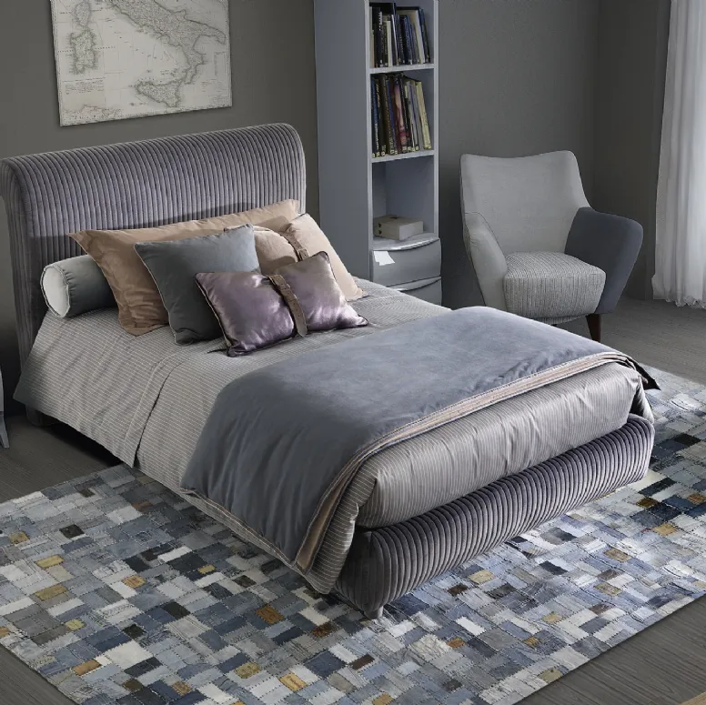 Cameretta Contemporary J Collection 24C in laccato opaco con letto in velluto imbottito di Halley 