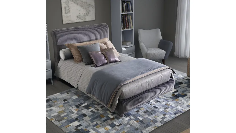 Cameretta Contemporary J Collection 24C in laccato opaco con letto in velluto imbottito di Halley 