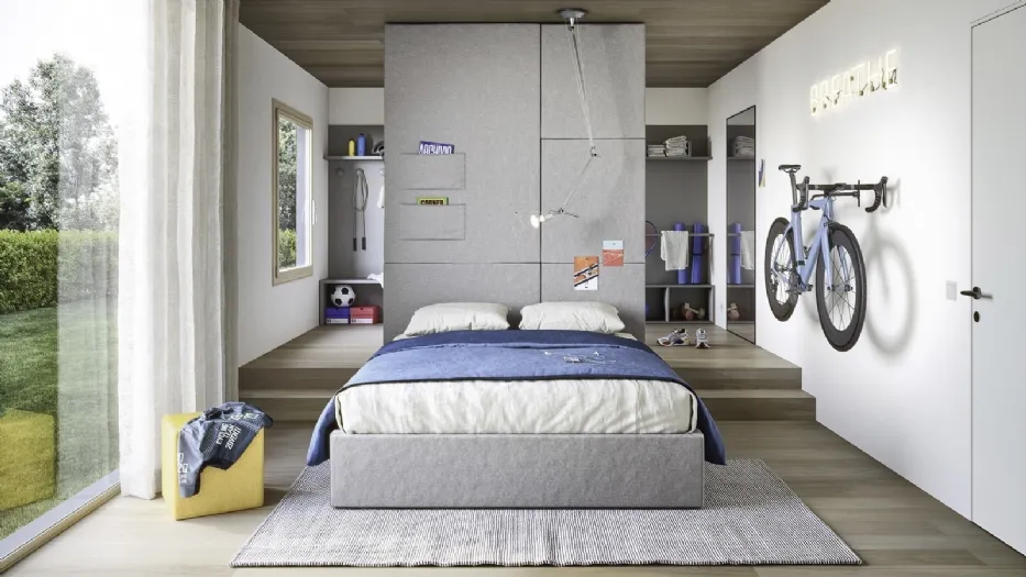 Cameretta componibile con porta bici da parete Next space 04 in melaminico di Nidi