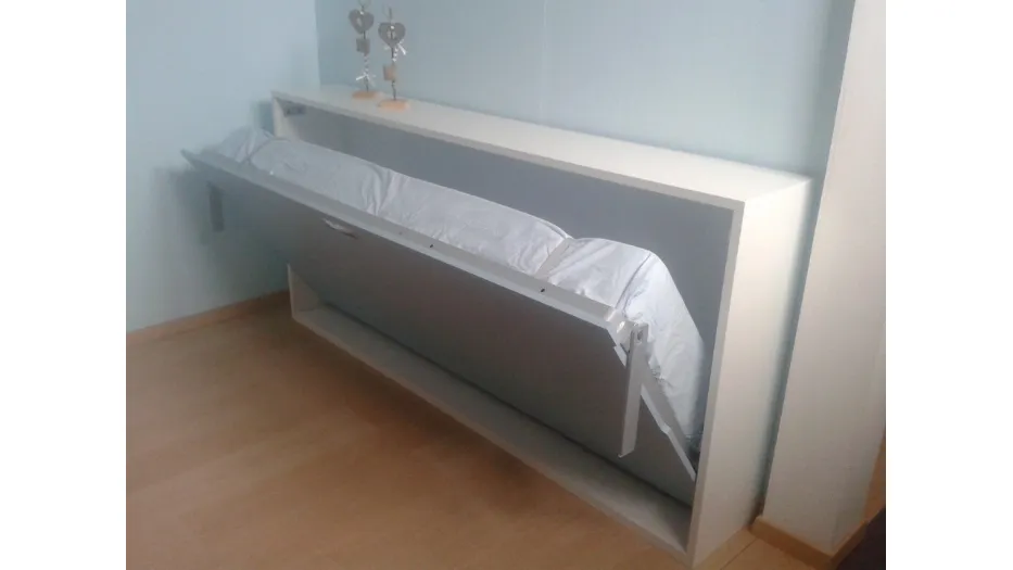 Letto singolo a scomparsa Pronto in laccato opaco Bianco di DRS