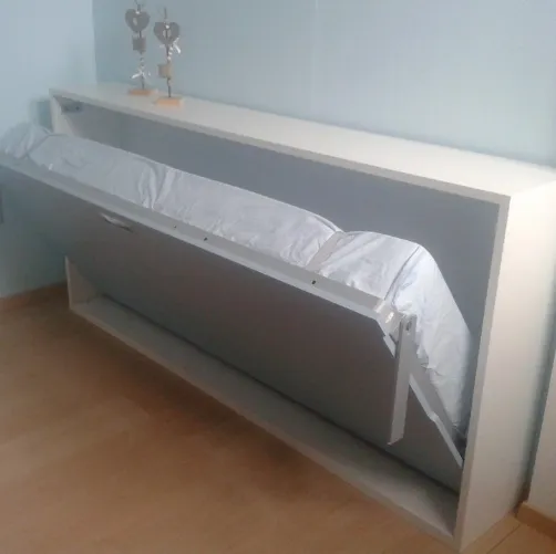 Letto singolo a scomparsa Pronto in laccato opaco Bianco di DRS