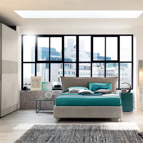 Letto matrimoniale in tessuto con testiera NC105 Moretti Compact