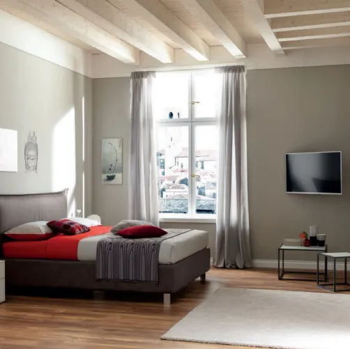 Letto con testiera in ecopelle Ardesia NC106 di Moretti Compact