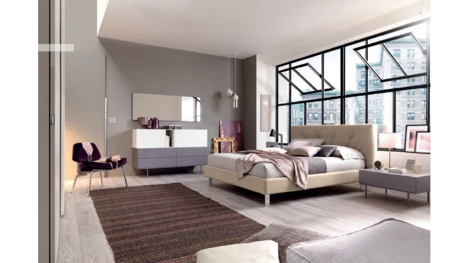 Letto in ecopelle con testiera trapuntata NC107 di Moretti Compact