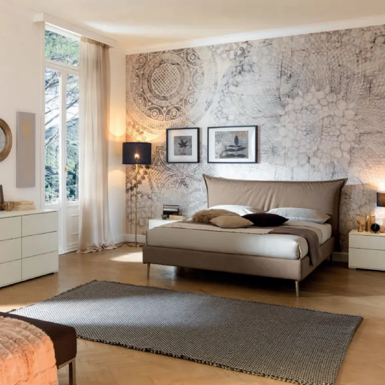 Letto in ecopelle con testiera NC112 di Moretti Compact