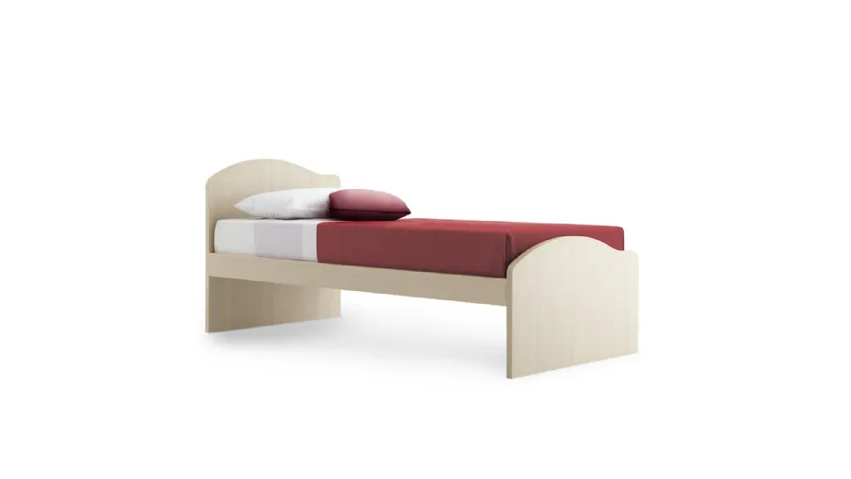 Letto singolo Ola con testiera e pediera con forma arrotondata a onda di Nidi