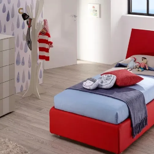 Letto singolo rivestito in ecopelle con testiera Peak SC205 di Moretti Compact