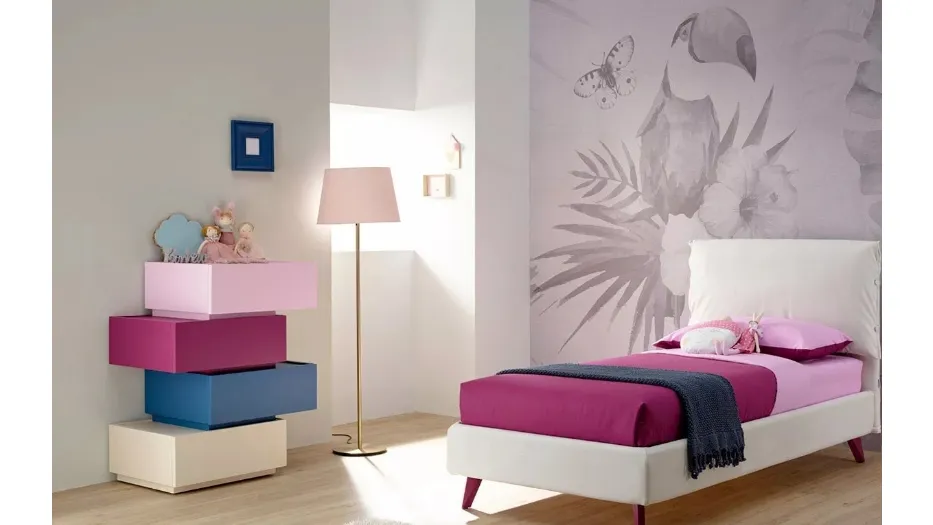 Letto imbottito in tessuto con testiera SC207 di Moretti Compact