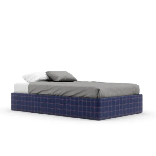 Letto singolo Sommier Skim rivestito con tessuto a quadri di Nidi