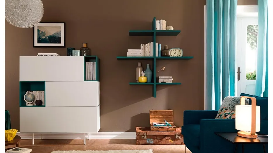Libreria moderna in laccato opaco LV202 di Moretti Compact
