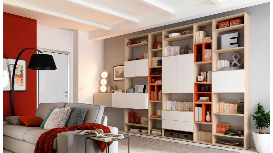 Libreria in melaminico larice e frassino LV117 di Moretti Compact