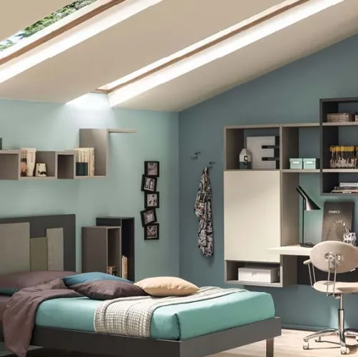 Libreria in melaminico e  laccato YC317 di Moretti Compact