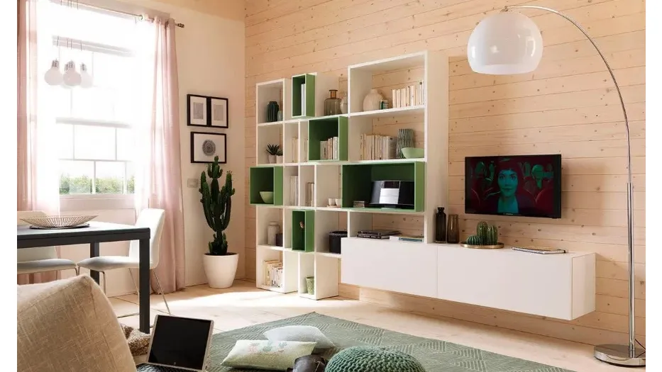 Parete attrezzata con libreria, LV102 di Moretti Compact