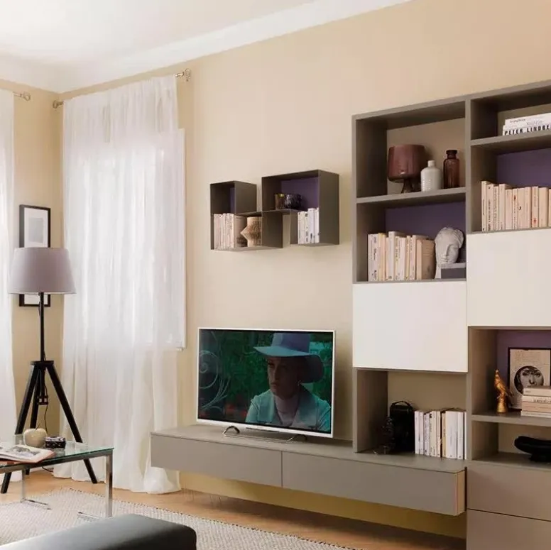 Parete attrezzata moderna in laccato opaco LV111 di Moretti Compact