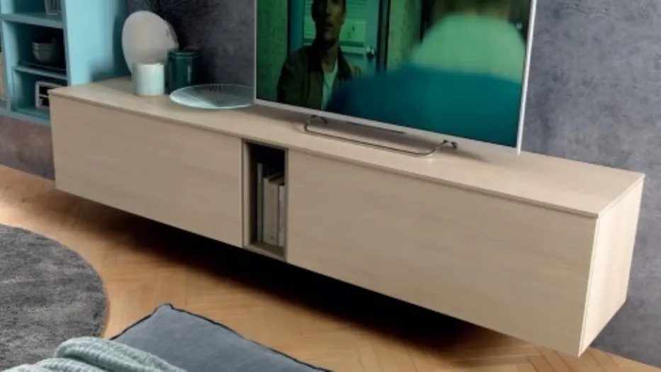 Parete attrezzata sospesa in laccato e laminato LV114 di Moretti Compact